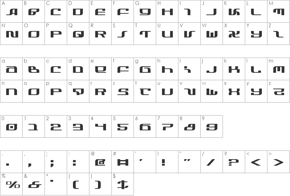 Infinity Formula Expanded font character map preview