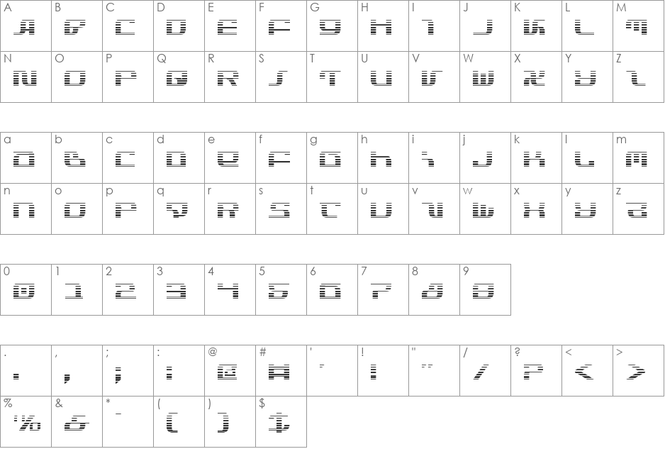 Infinity Formula Gradient font character map preview