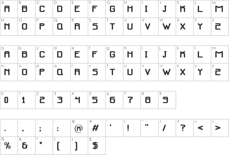 Infinity Media font character map preview