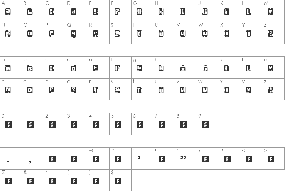 Infix font character map preview