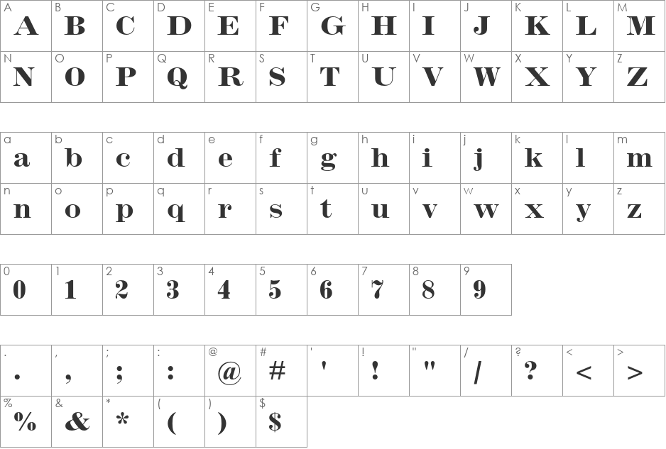 Inflex MT Std font character map preview