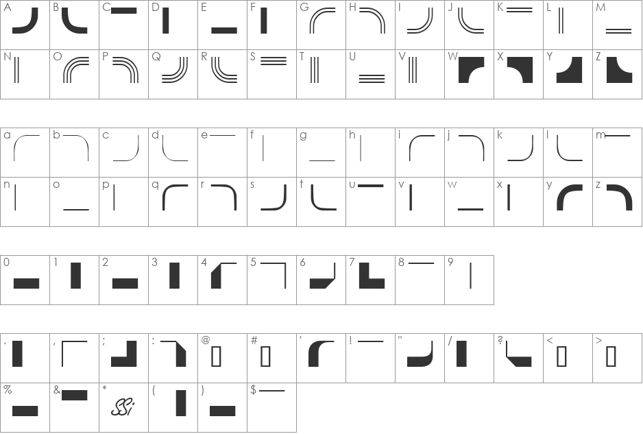 InFractionSSK font character map preview
