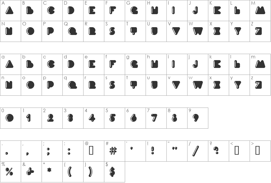 Ink font character map preview