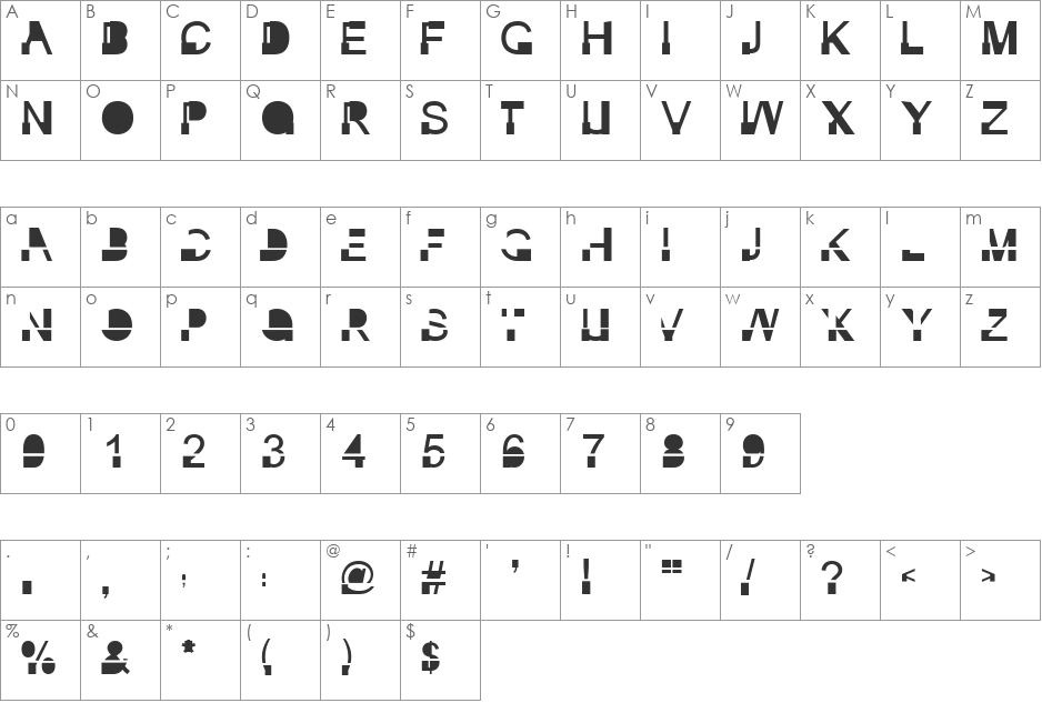 Inkie Block font character map preview