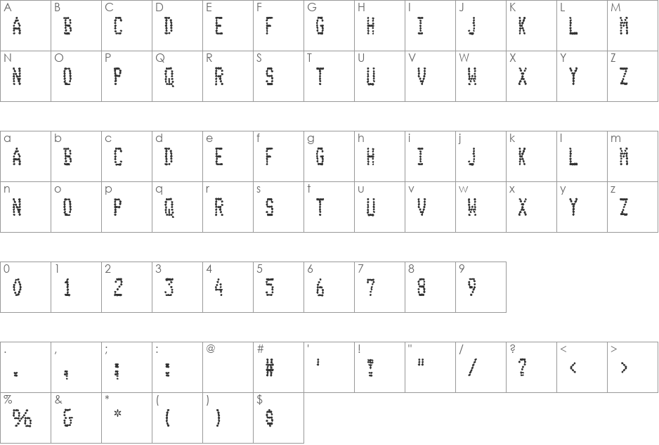 Inkjet font character map preview
