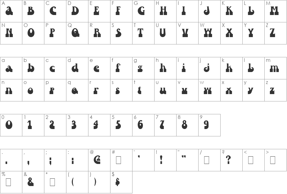 Inkwell font character map preview