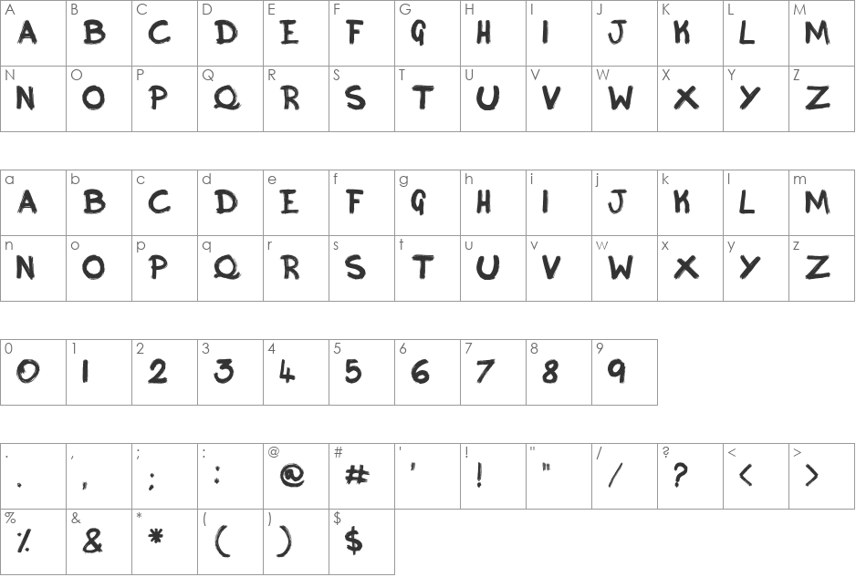 Inky font character map preview