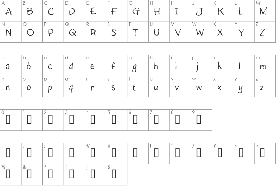 InkyDoo_Regular_TRIAL font character map preview