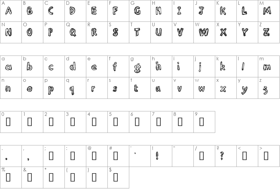 Inlines  font character map preview