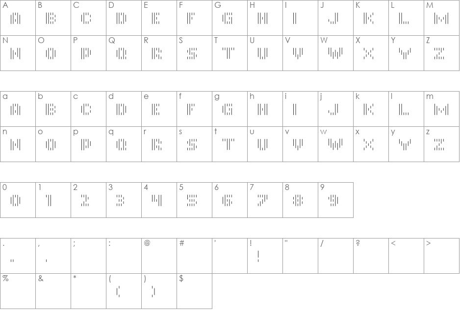 InMono font character map preview