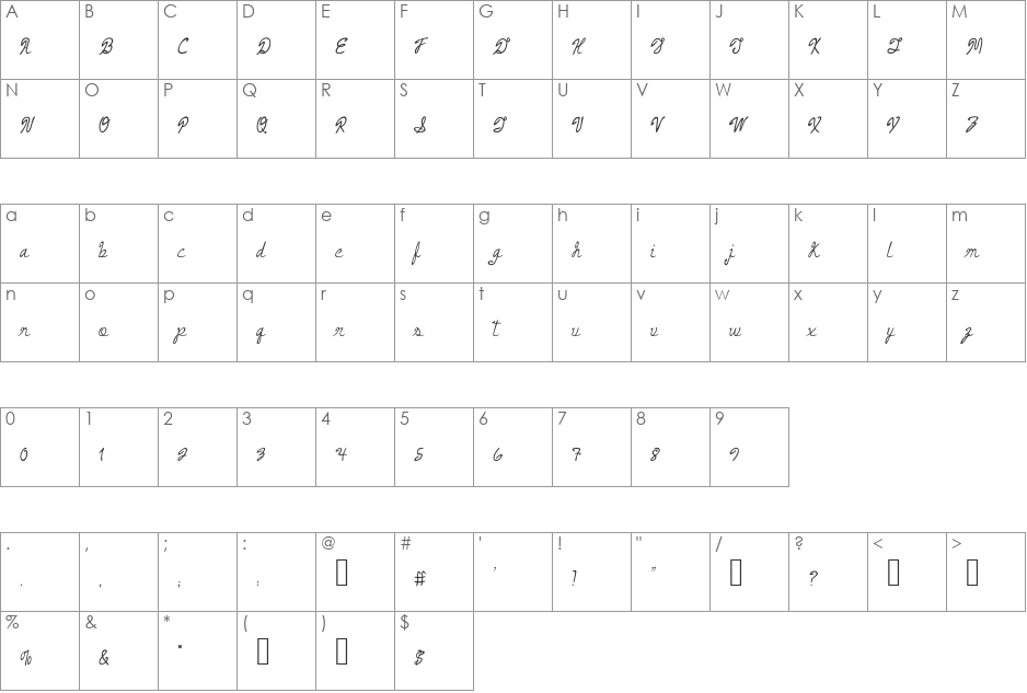 Armand_Extra font character map preview
