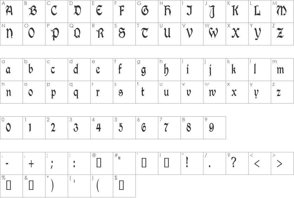 InnkeeperCondensed font character map preview