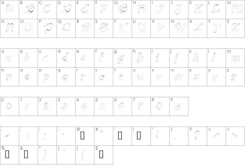 InnkeeperOutline font character map preview