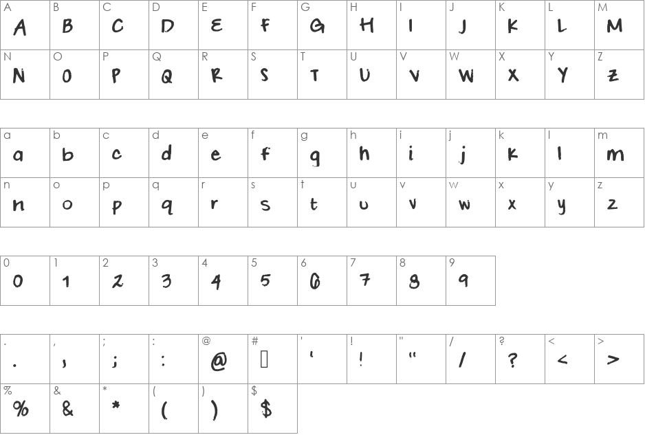 Armani font character map preview