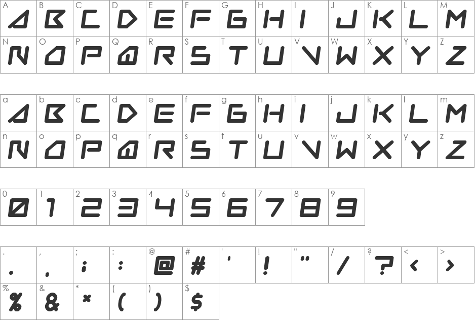 Insane Hours font character map preview