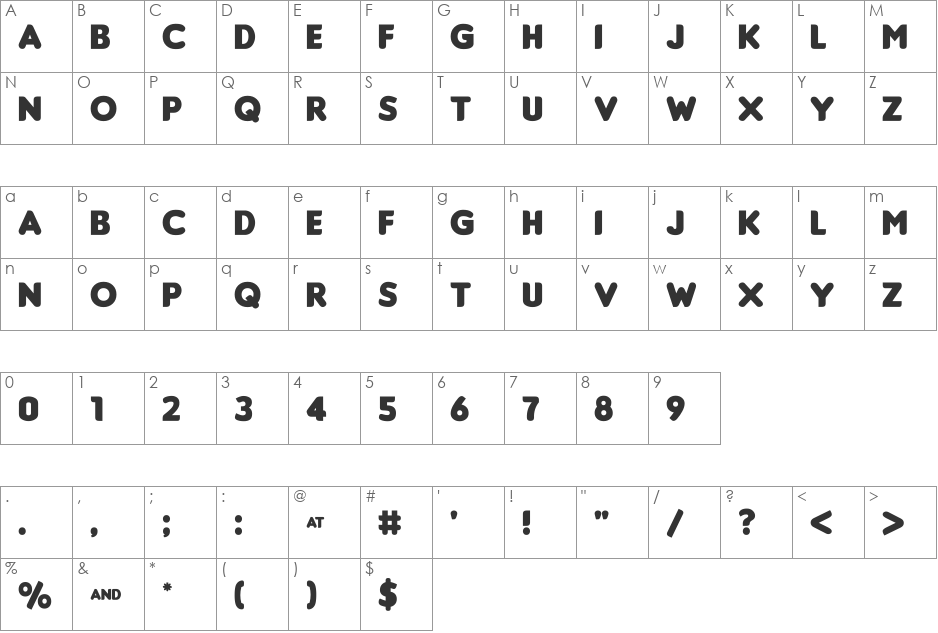 Insaniburger font character map preview