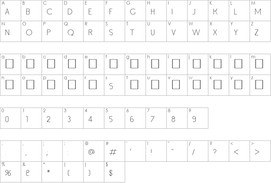 Inset1 font character map preview