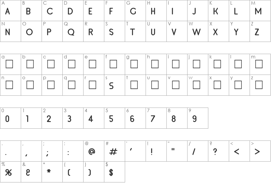 Inset2 font character map preview