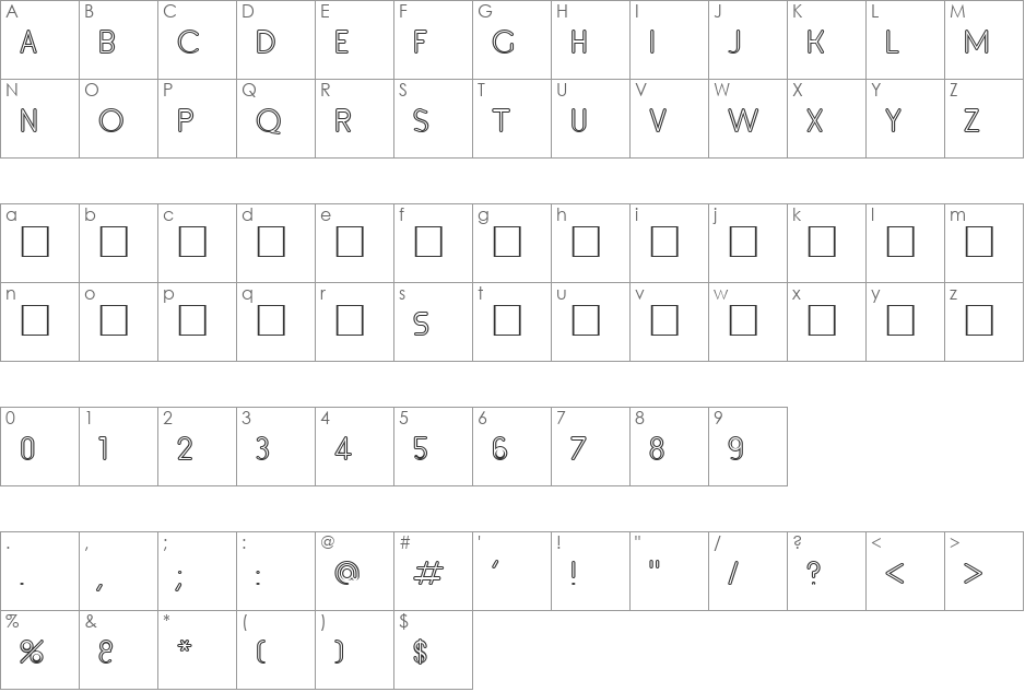 Inset3 font character map preview