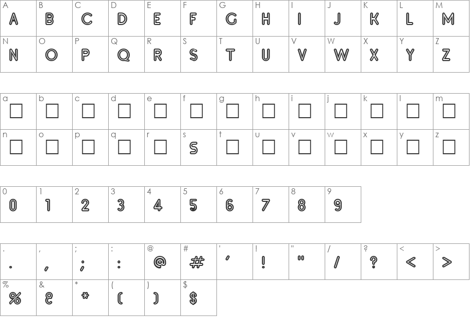 Inset5 font character map preview