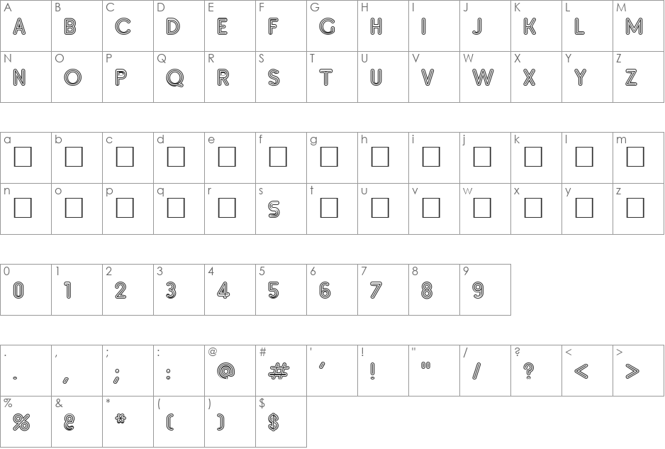 Inset7 font character map preview