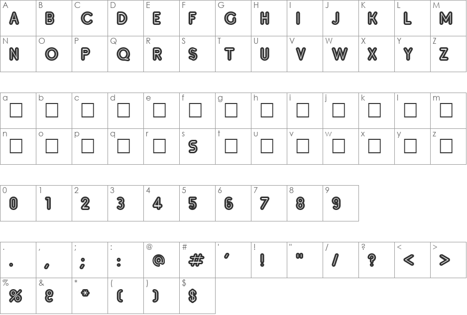 Inset9 font character map preview