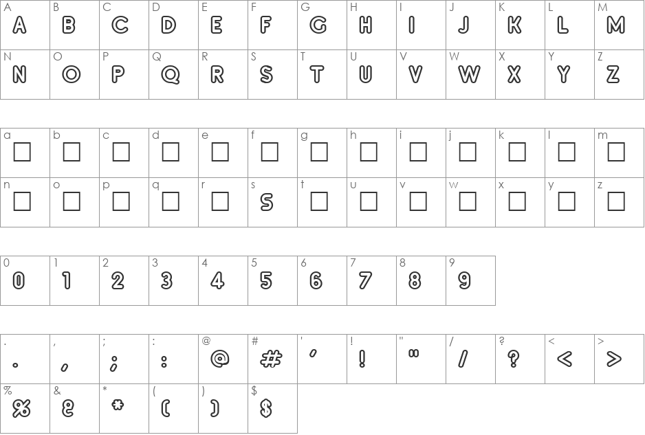 InsetA font character map preview