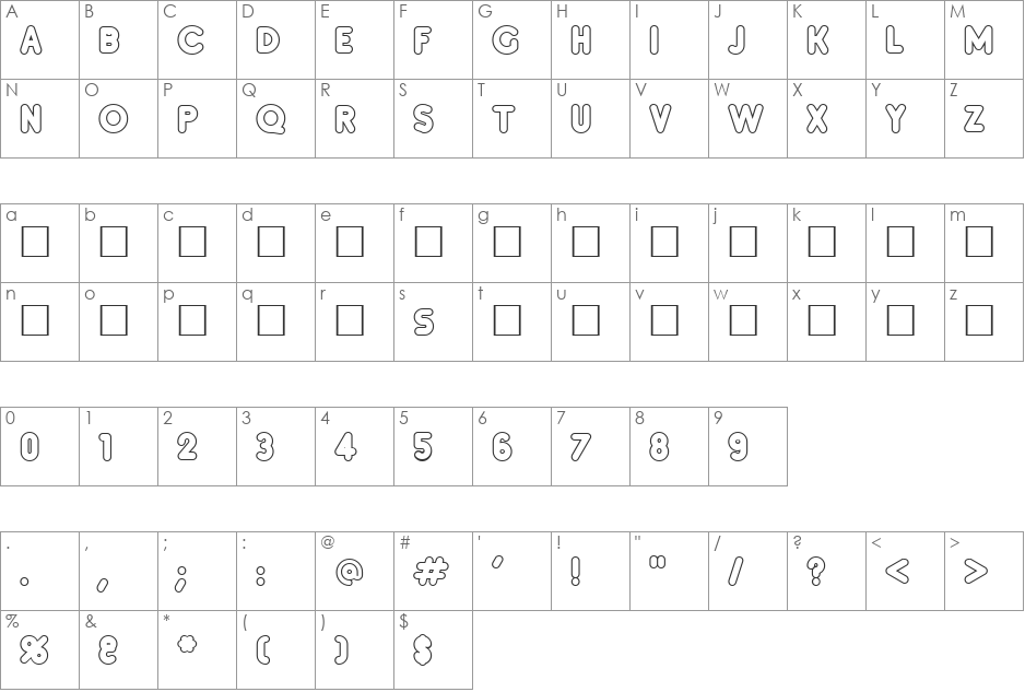 InsetC font character map preview