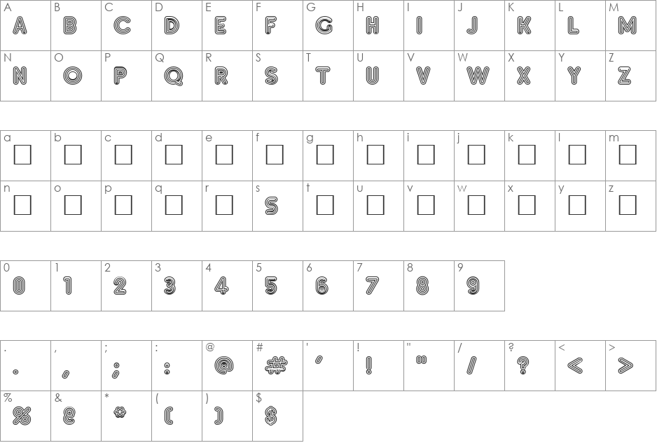InsetF font character map preview