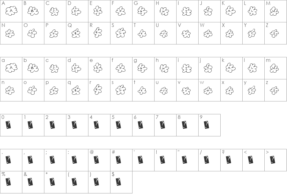 InsideFlower font character map preview