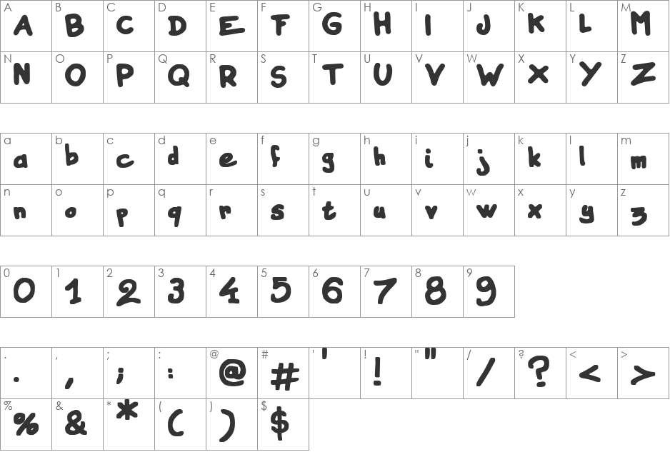 Instant Marker font character map preview