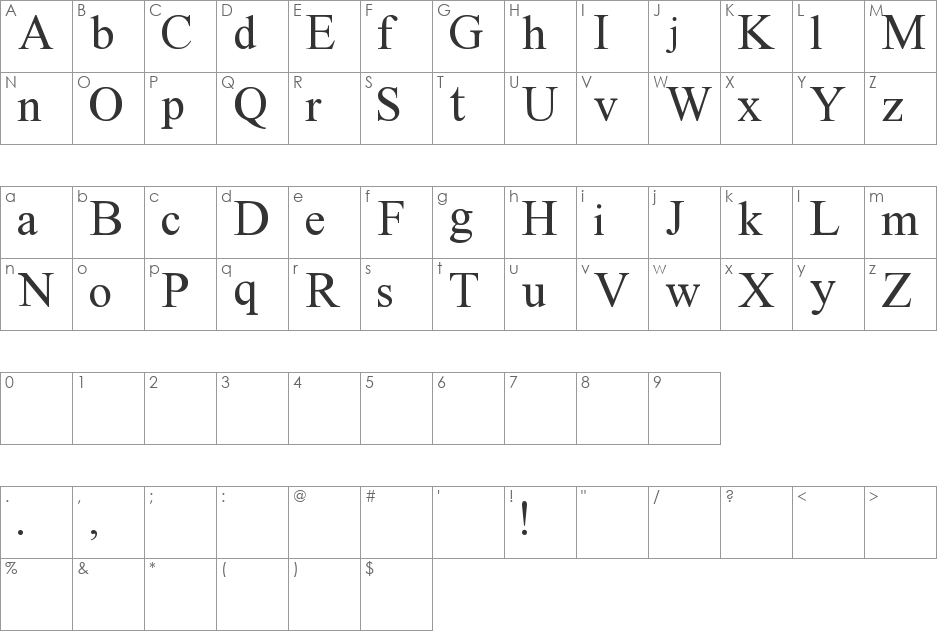 Instant Message Freak font character map preview
