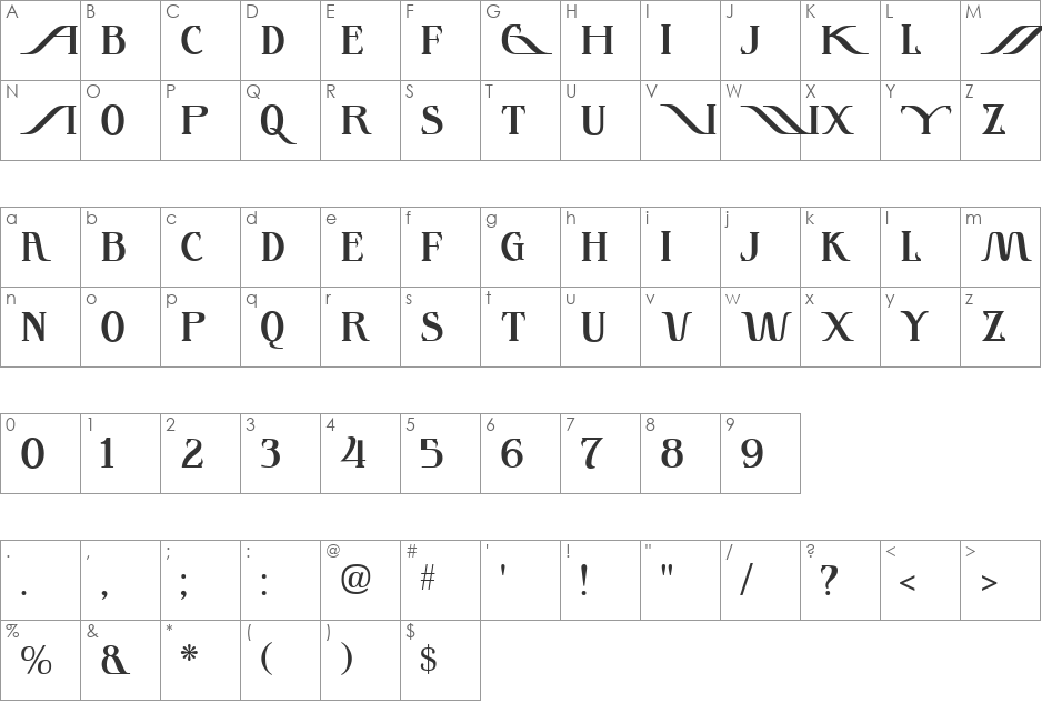 InstantTunes font character map preview
