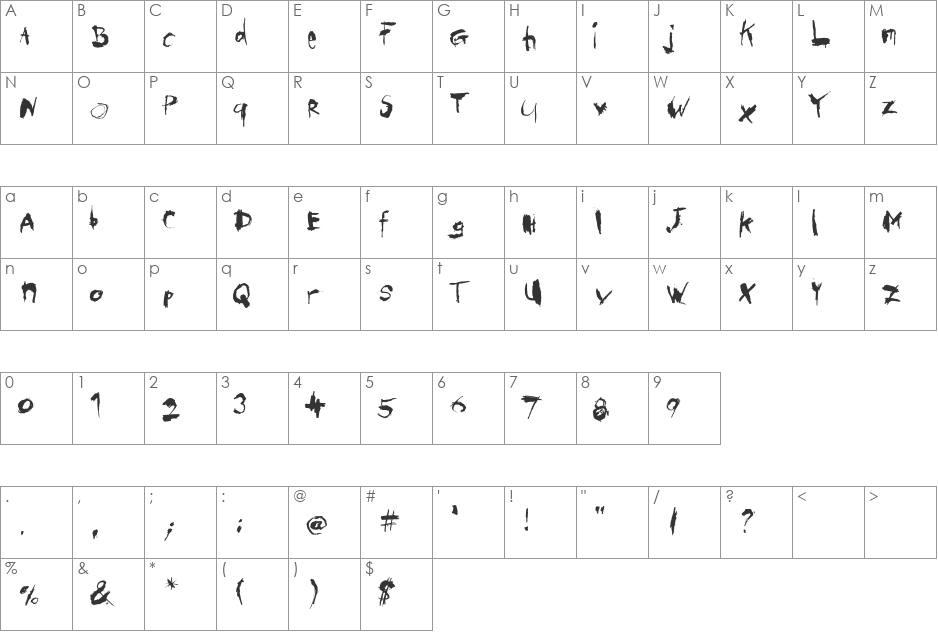 institut font character map preview