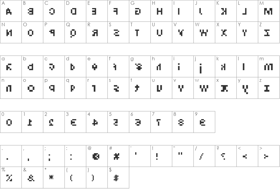 Intercom font character map preview