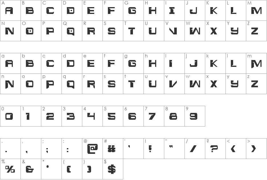 Interdiction Condensed font character map preview