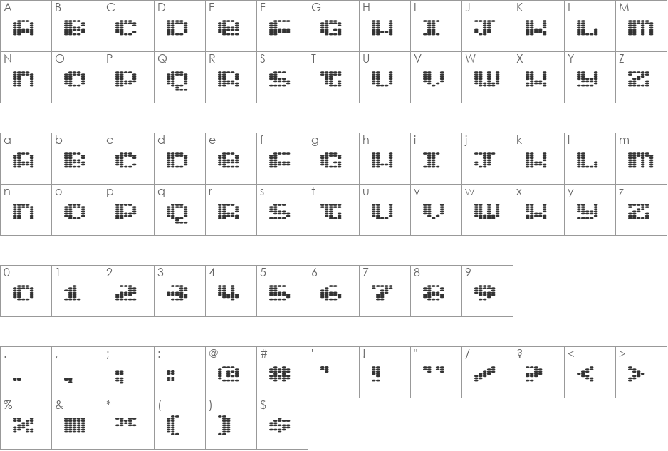 Intergalaktika font character map preview