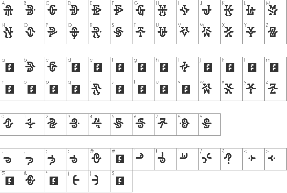 Interlock font character map preview