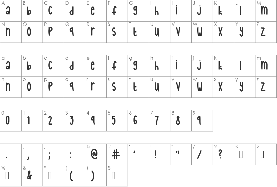 internet friends font character map preview