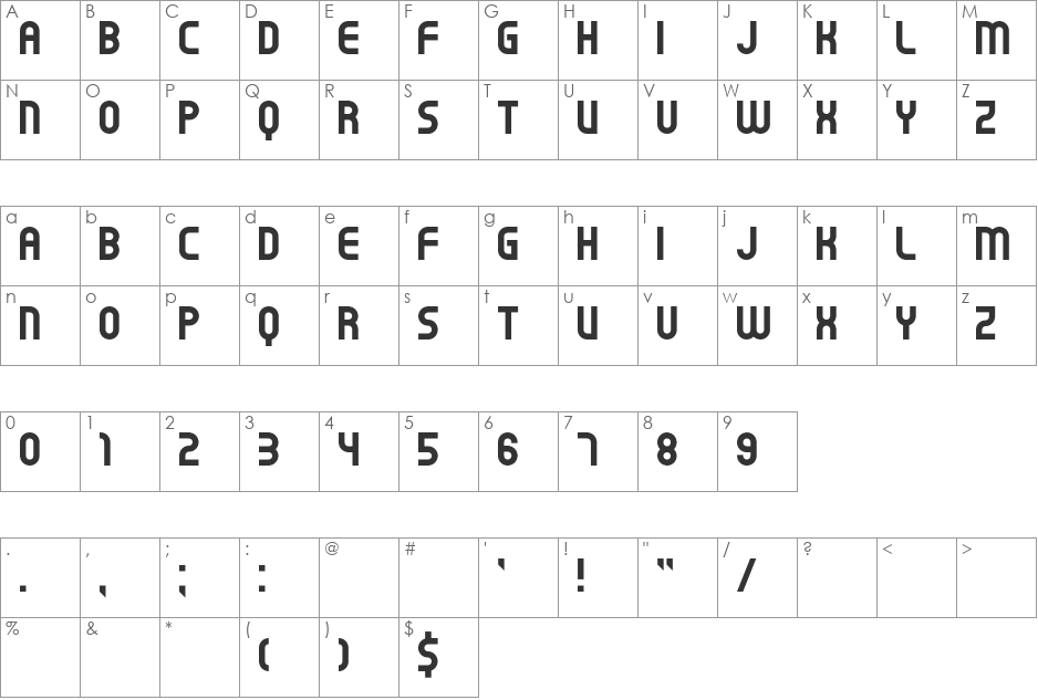 Interstatic font character map preview