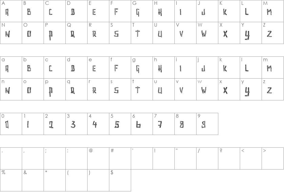 Interstellar Erosion font character map preview