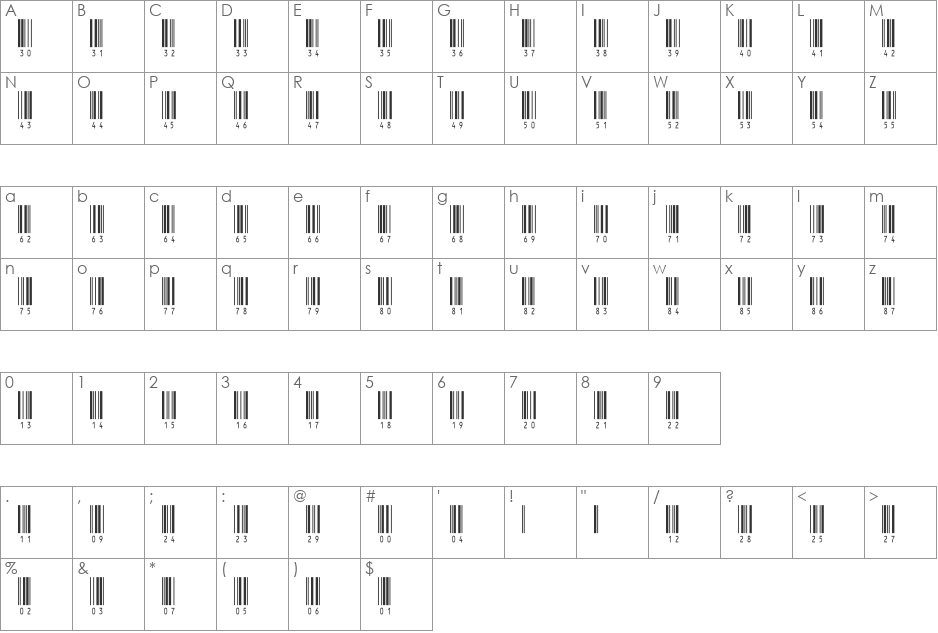IntHrP60DlTt font character map preview