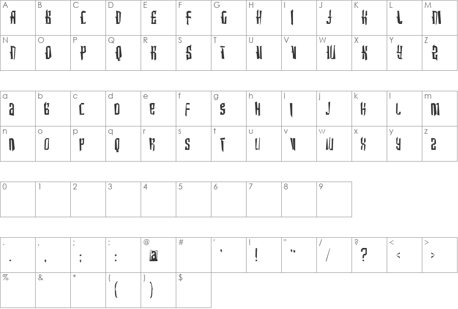 IntoTheBlueKrush font character map preview