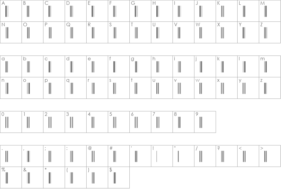 IntP48DmTt font character map preview
