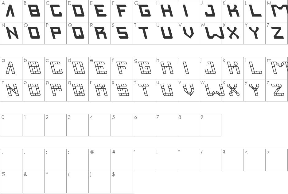 INVASION font character map preview