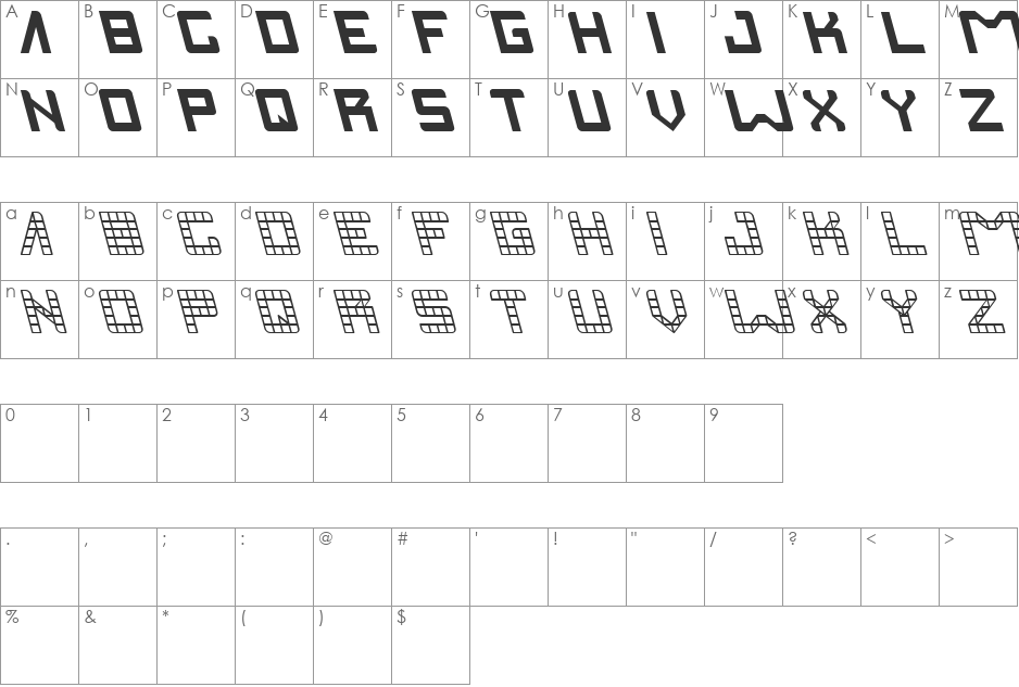 invasion font character map preview