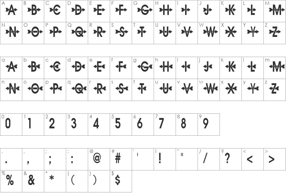 AC4-Arrows1 font character map preview