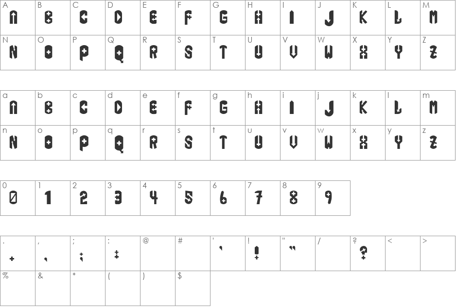 Iphis font character map preview