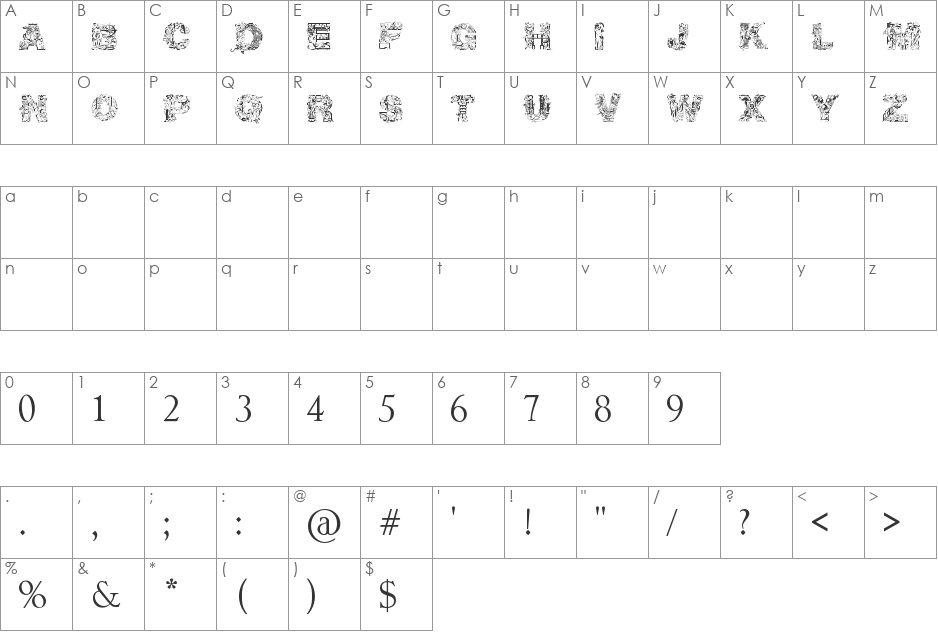 Irasuto Ji font character map preview