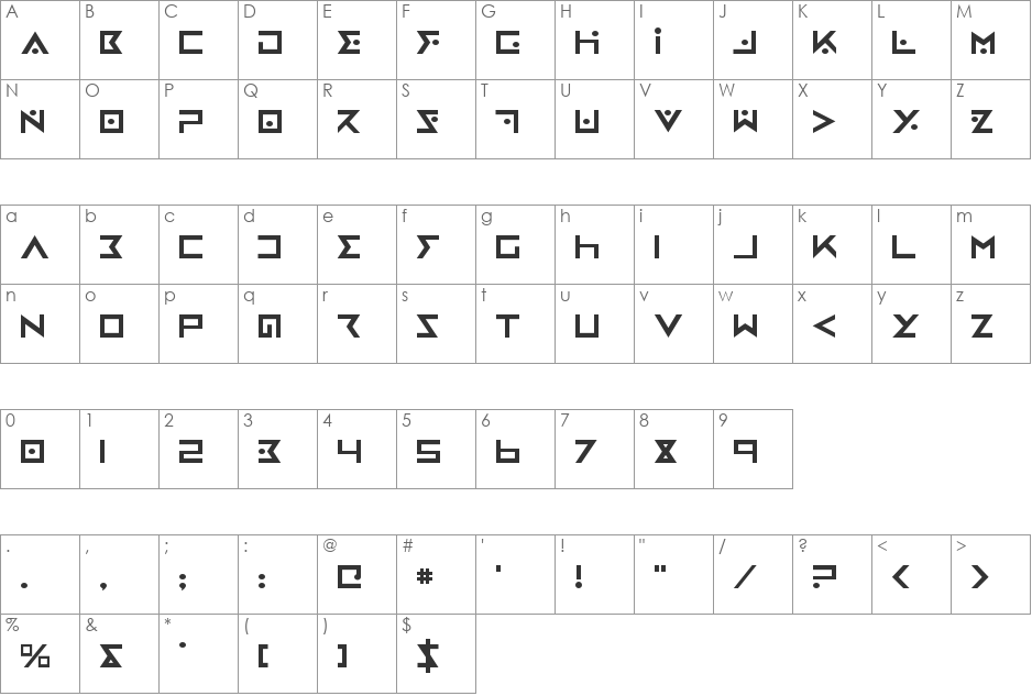 Iron Cobra font character map preview